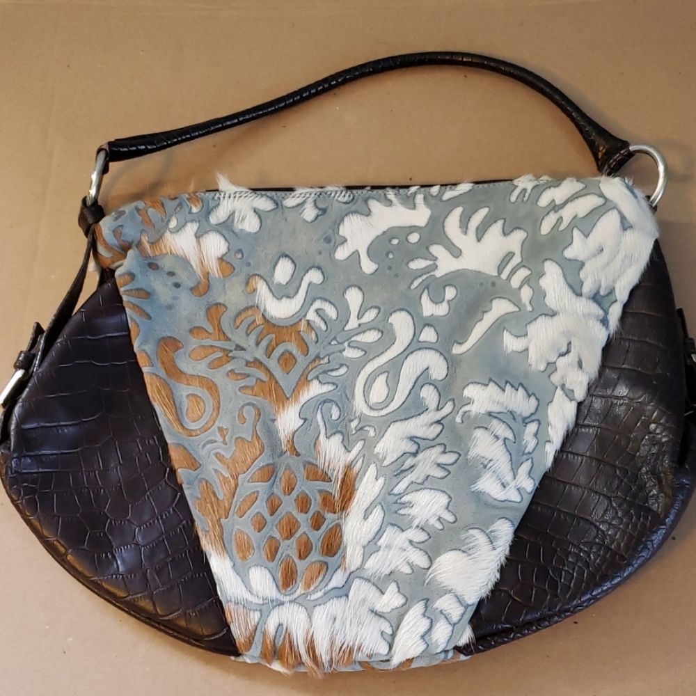 Berge Italy Calf Hair Leather Hobo Bag
